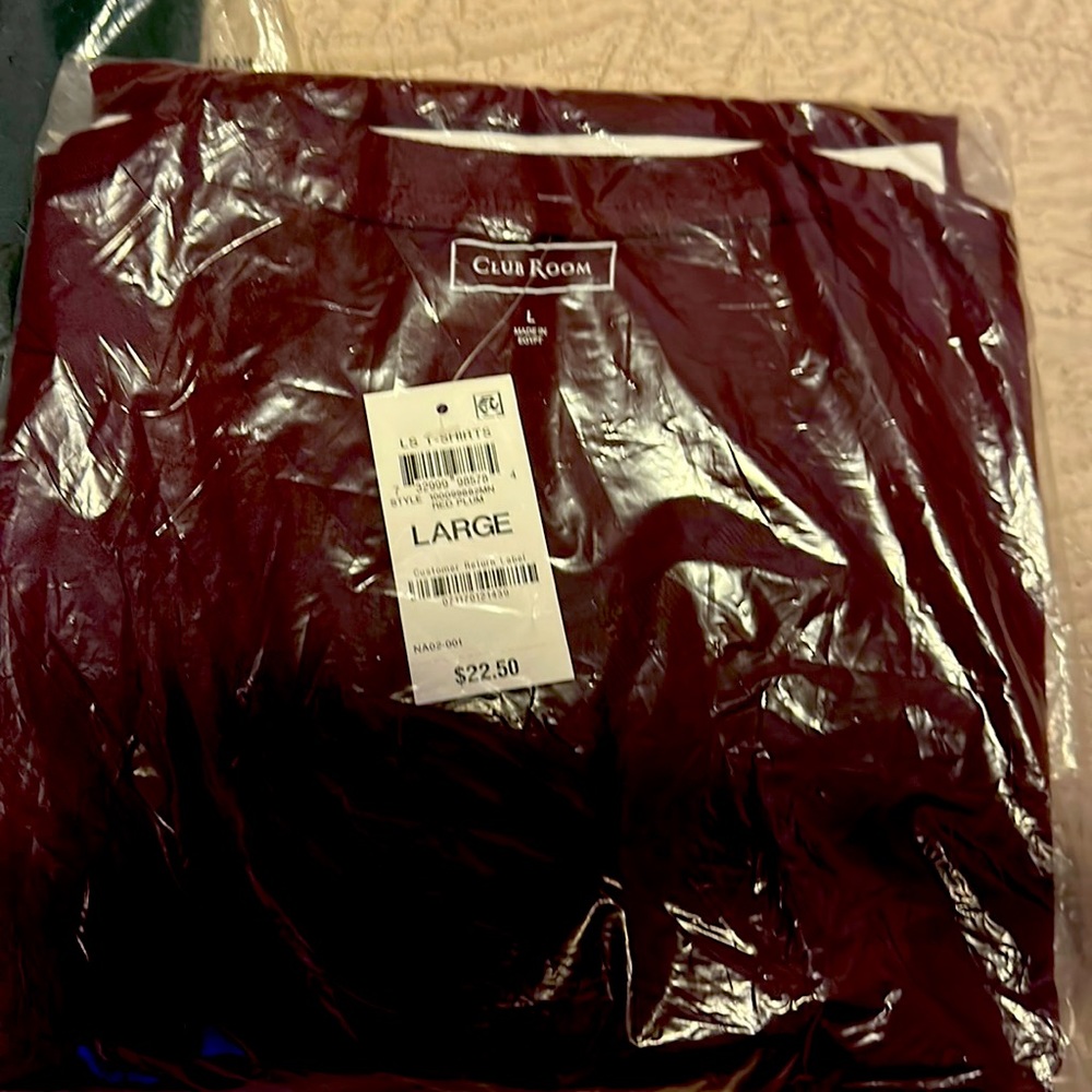 3 Club Room Men’s Tee Shirts - Brand New- Still in Plastic Packaging